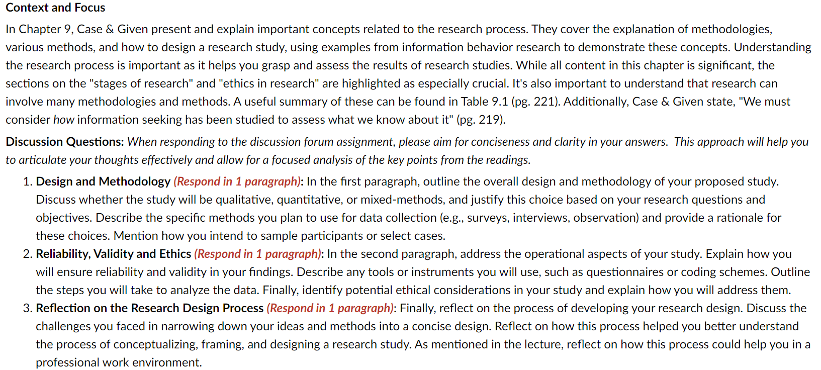  Context and Focus In Chapter 9, Case & Given present and