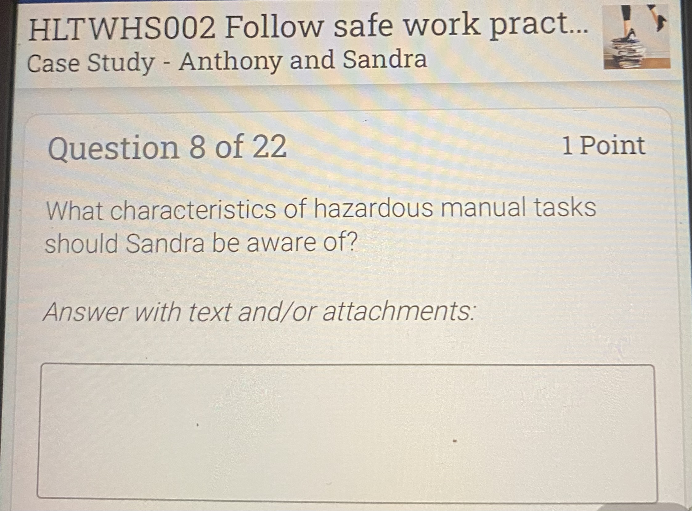 HLTWHS002 Follow safe work pract... Case Study - Anthony and Sandra