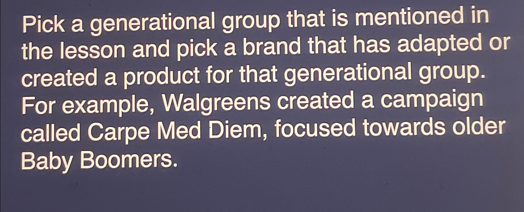  Pick a generational group that is mentioned in the lesson and
