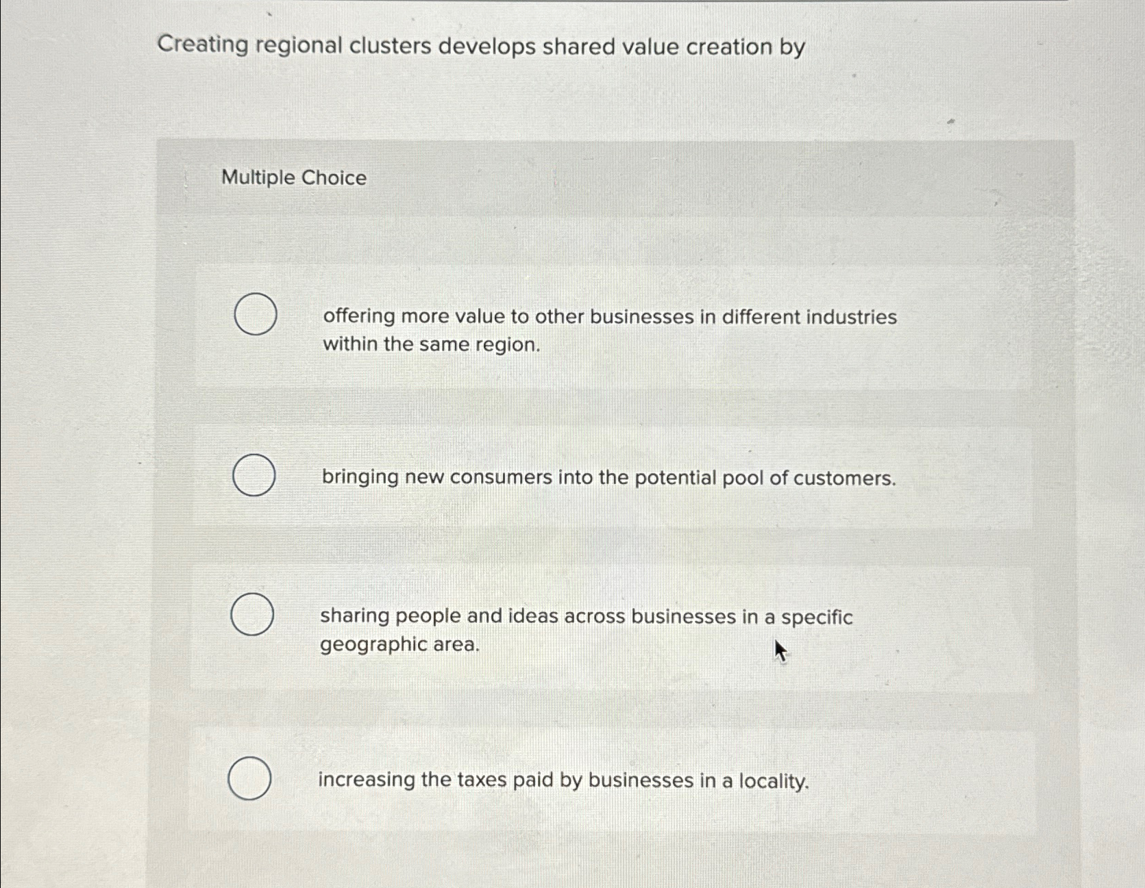  Creating regional clusters develops shared value creation by Multiple Choice offering