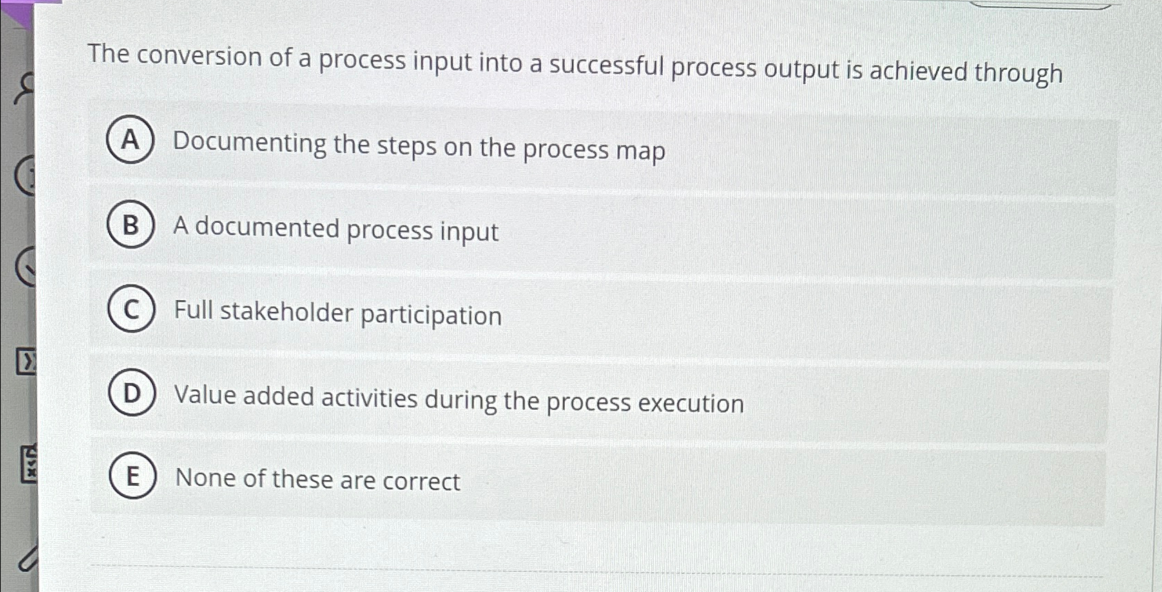  The conversion of a process input into a successful process output