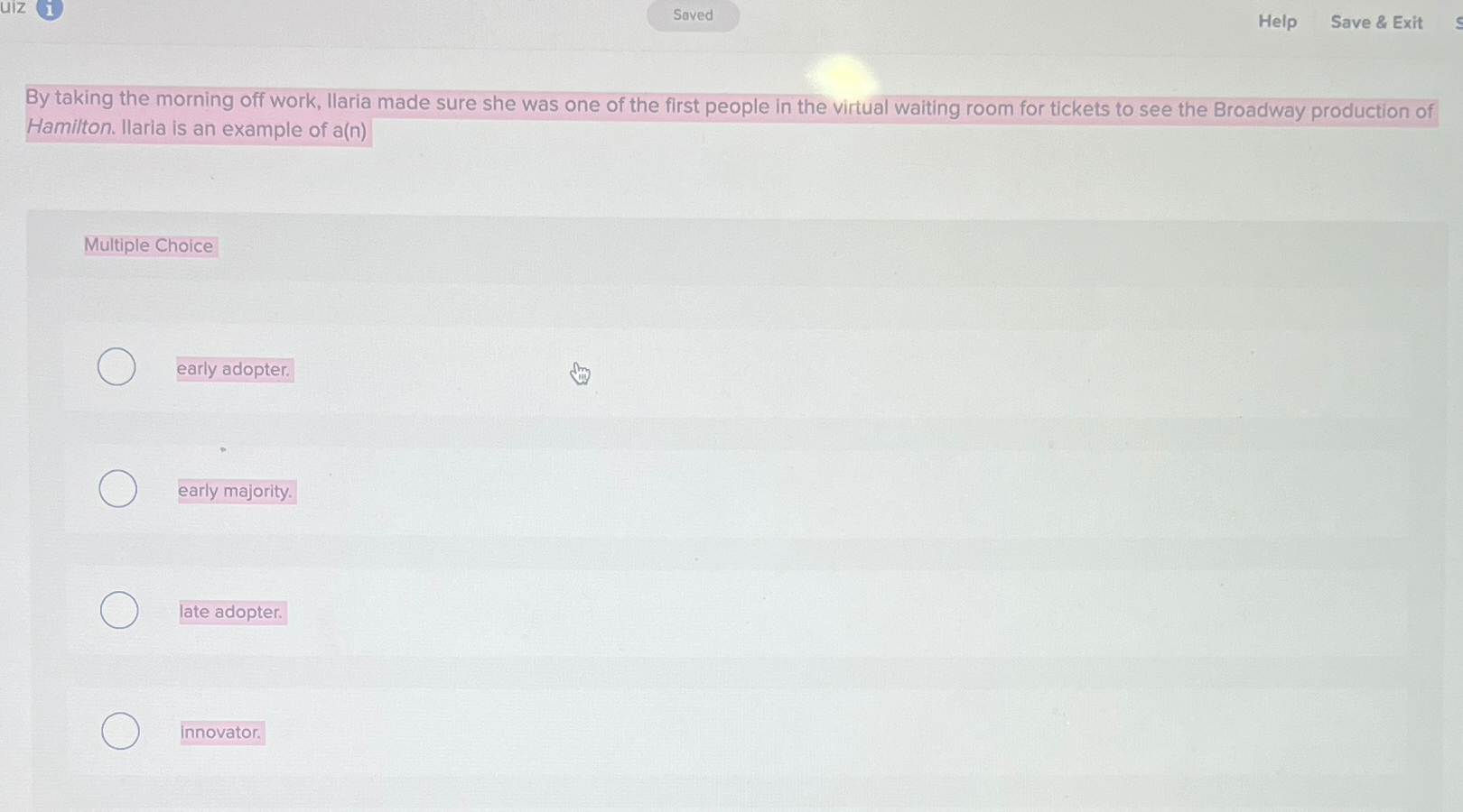  Saved Help Save & Exit By taking the morning off work,