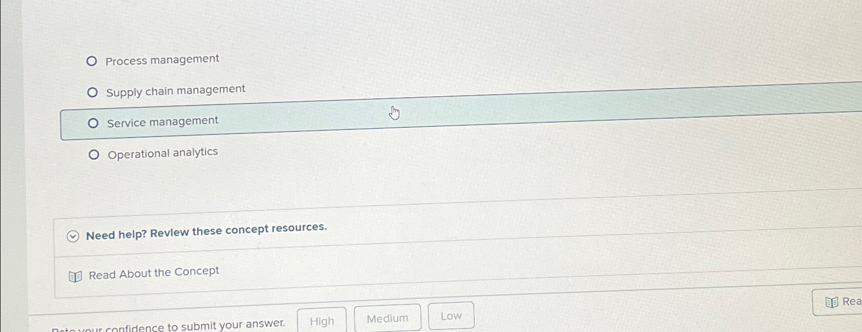  Process management Supply chain management Service management Operational analytics Need help?