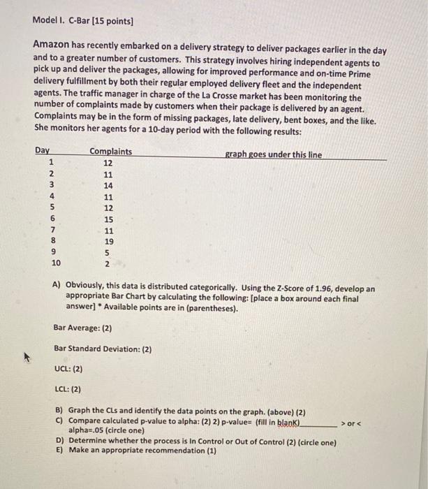  Model I. C-Bar [15 points] Amazon has recently embarked on a