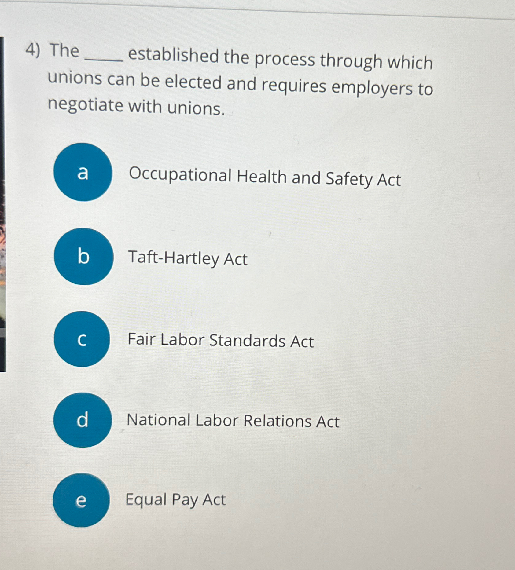  The established the process through which unions can be elected and