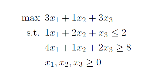 Solve the following LPs using the simplex method (use both the Big-M