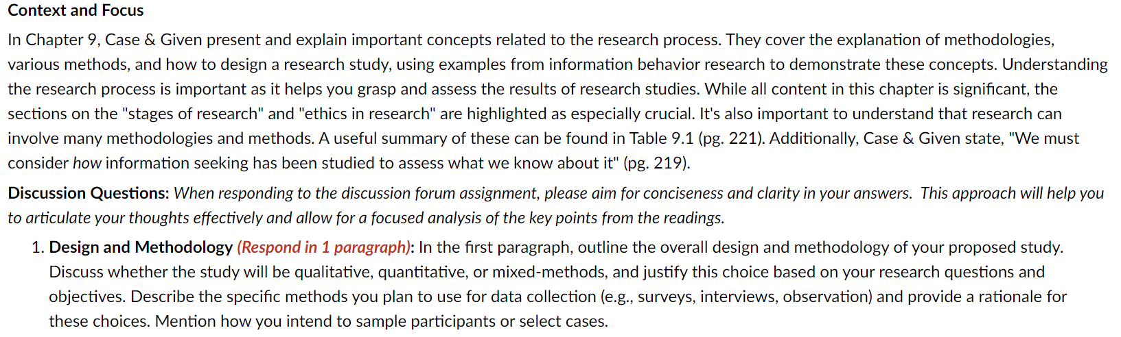  Context and Focus In Chapter 9, Case & Given present and