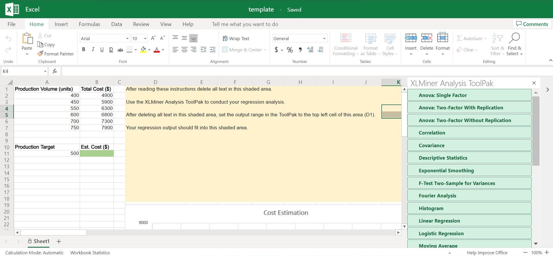 with XLMiner: An important application of regression analysis in accounting is in