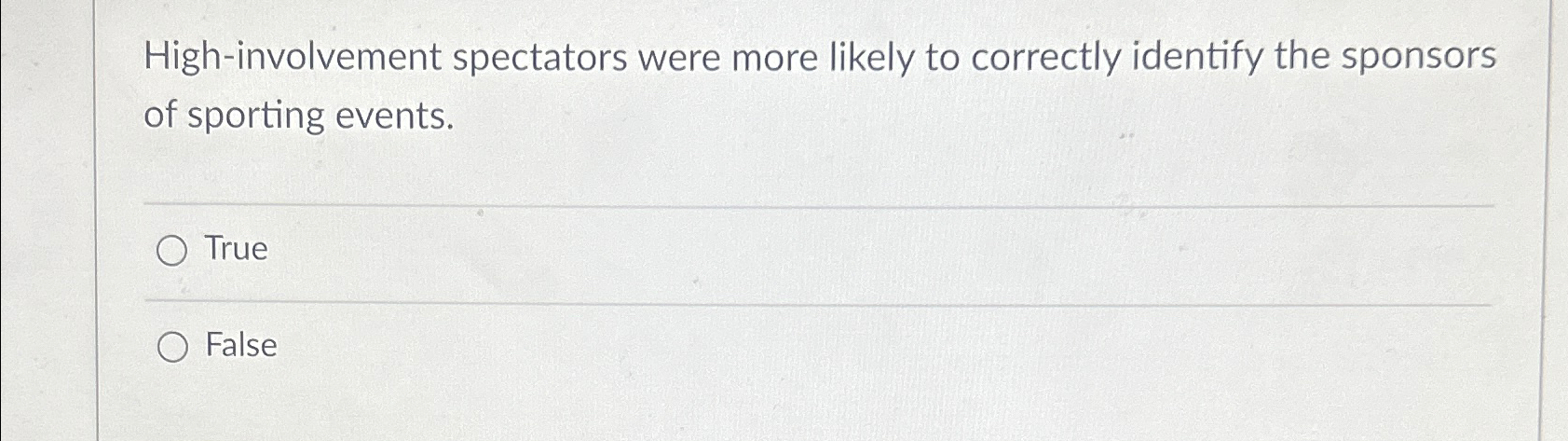  High-involvement spectators were more likely to correctly identify the sponsors of