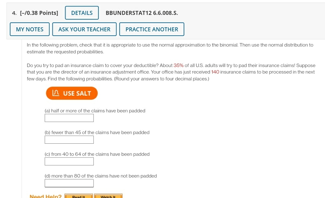 help please 4. [40.38 Points] DETAILS BBUNDERSTAT12 6.6.0085. MY NOTES ASK YOUR