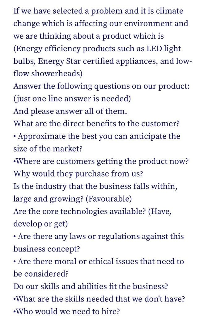  If we have selected a problem and it is climate change