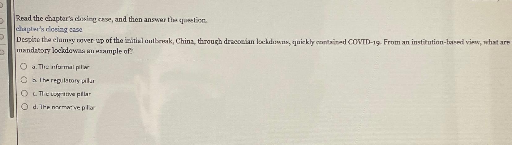  Read the chapter's closing case, and then answer the question. chapter's