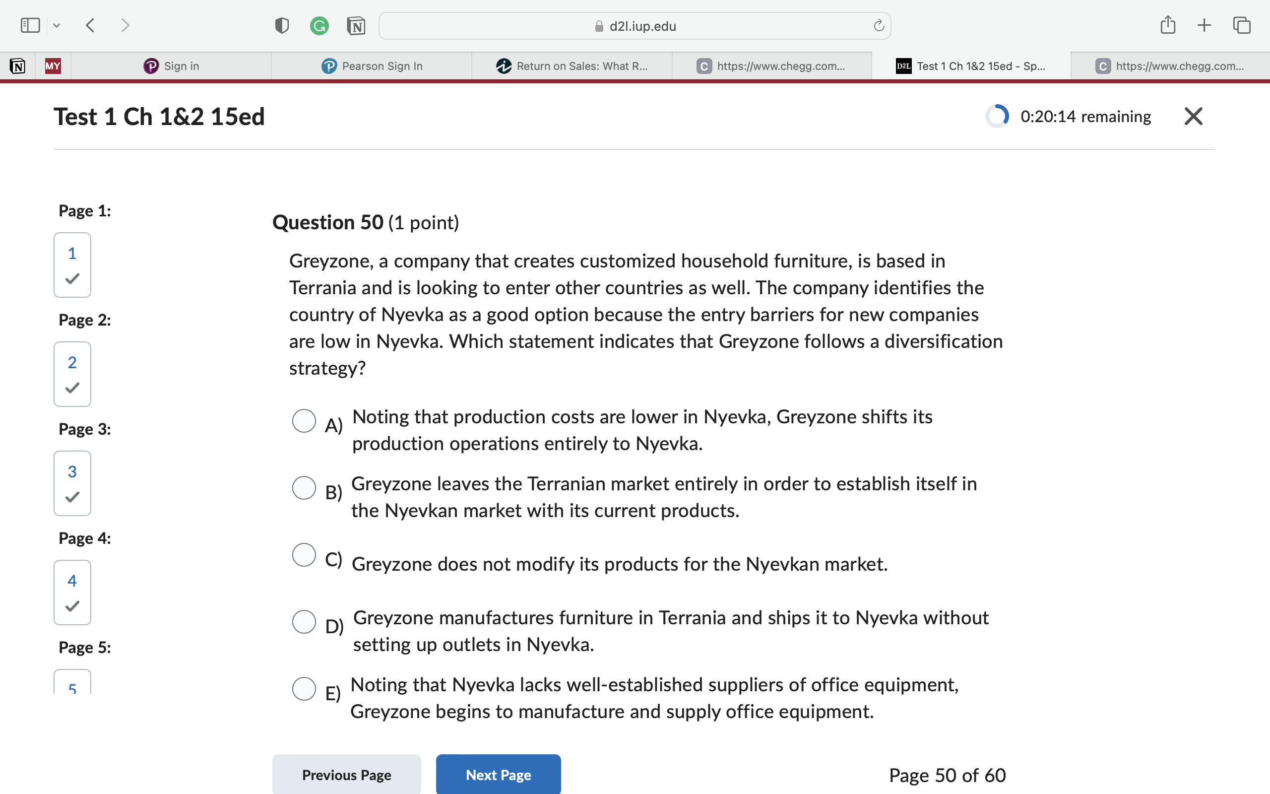  Question 50(1 point) Greyzone, a company that creates customized household furniture,
