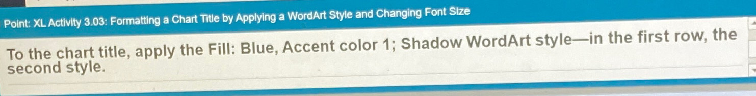  Point: XL Activity 3.03: Formatting a Chart Title by Applying a