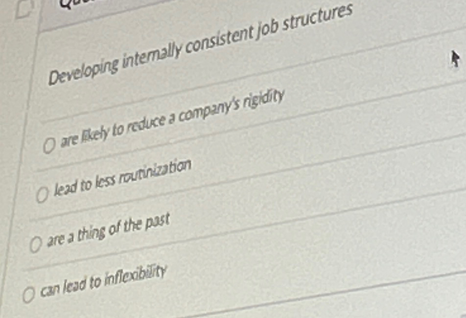  Developing intemally consistent job structures Rely to reduce a company's rigidity