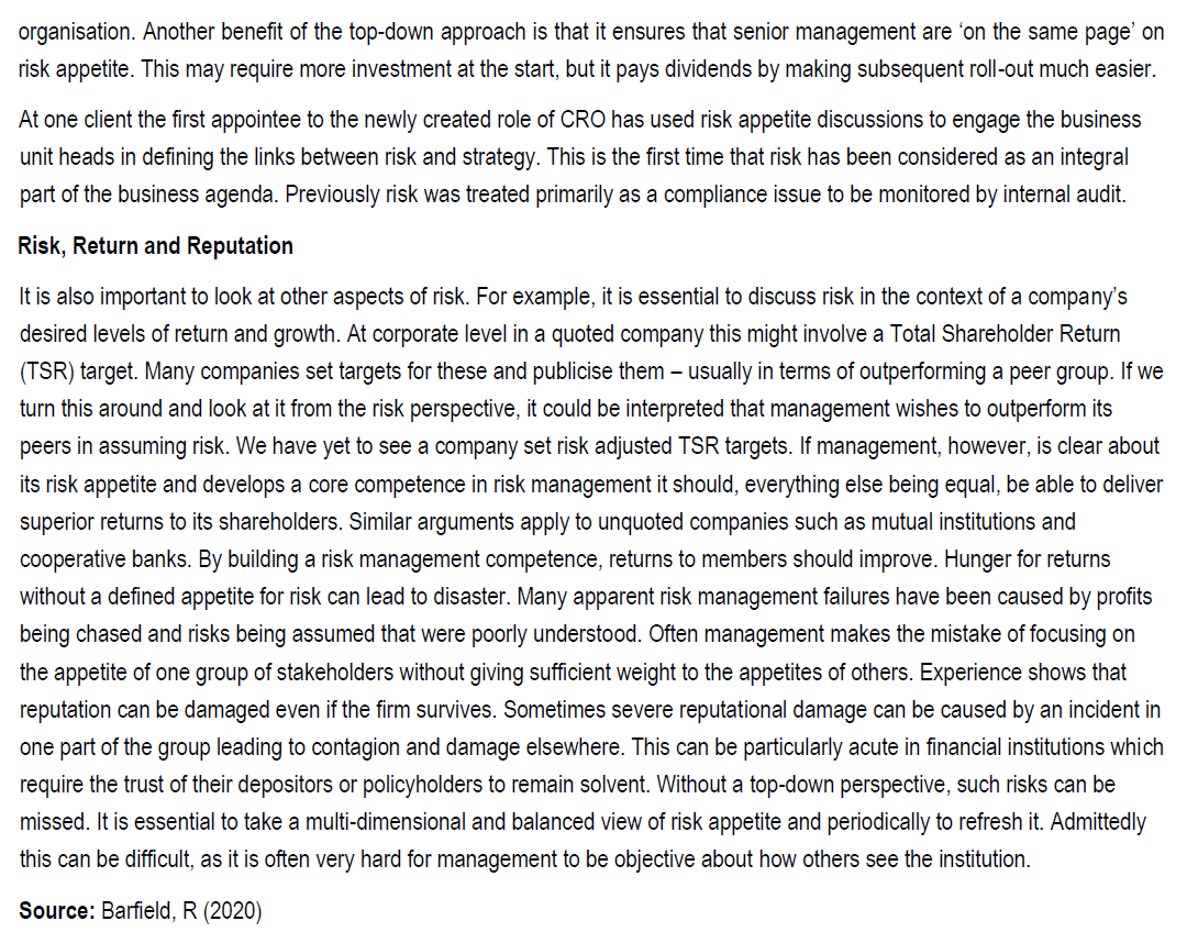pertinent sources, examine the reasons for the differing risk appetites of TWO