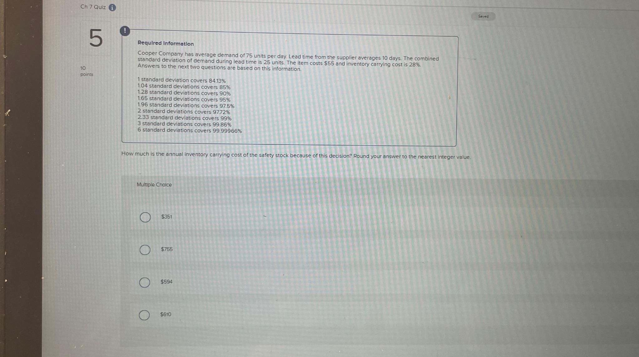  Ch7 Quiz i 5 ! Requlred Information Cooper Company has average