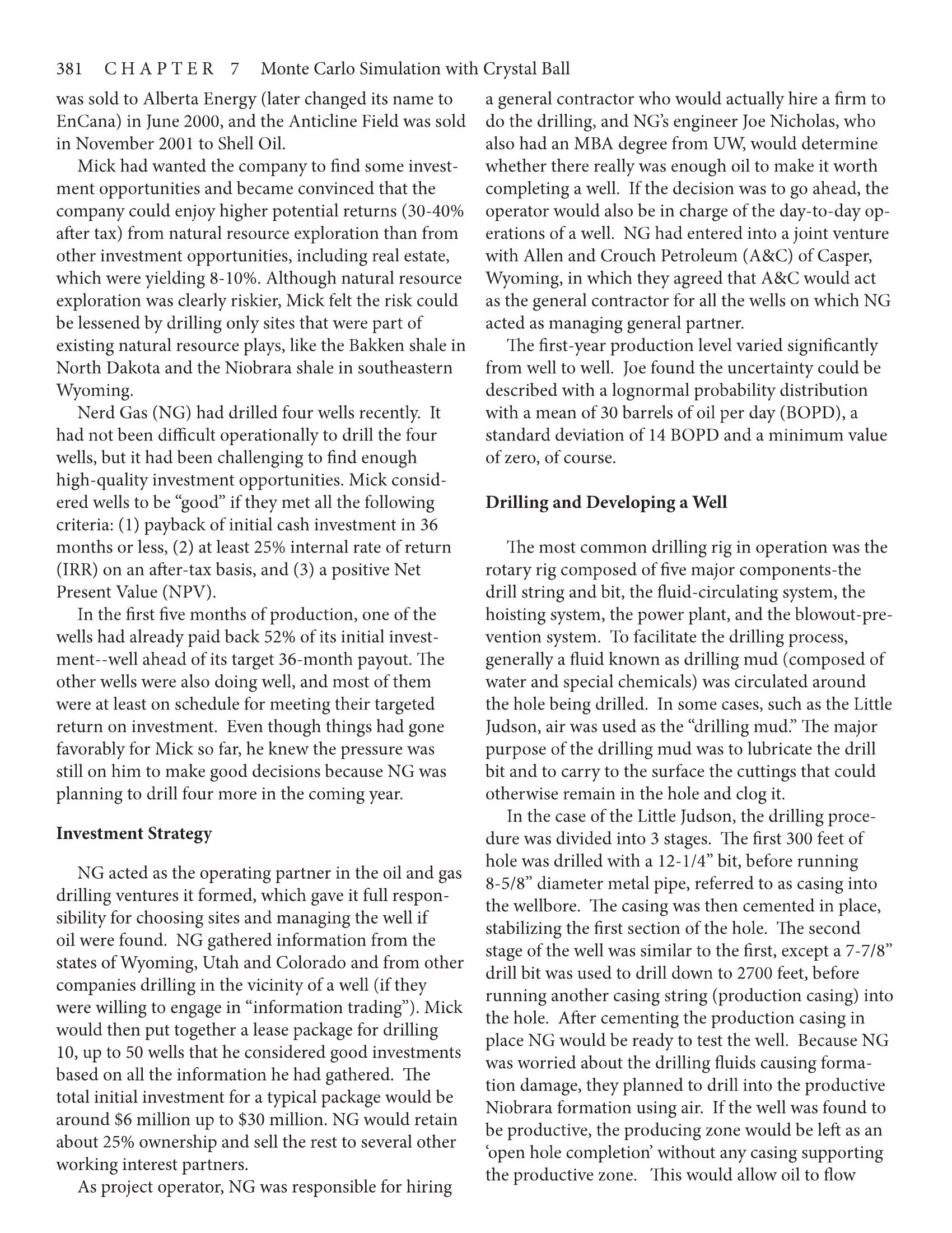 model in Excel look like? Chapter Monte Carlo Simulation with Crystal Ball