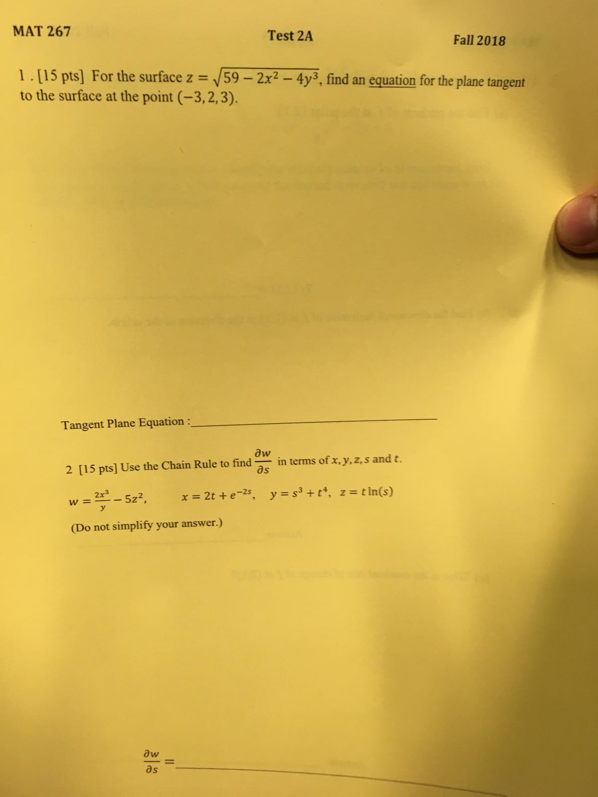 Please answer this question? I need to find an equation to the