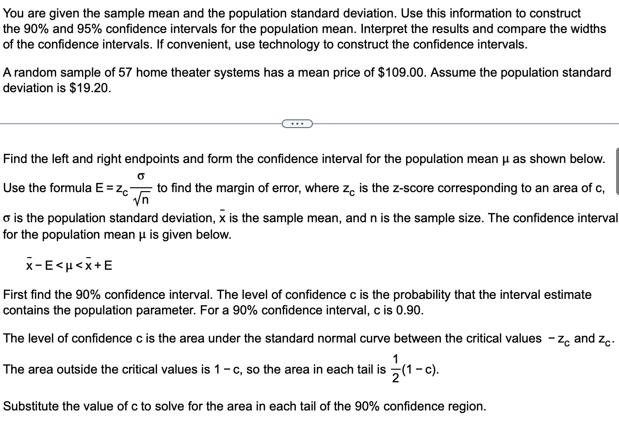 between the critical values -z, and z... 1 The area outside the