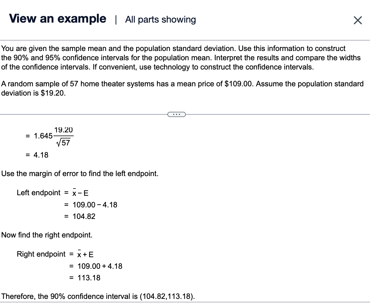 E('I -C). Substitute the value of and evaluate to find the area