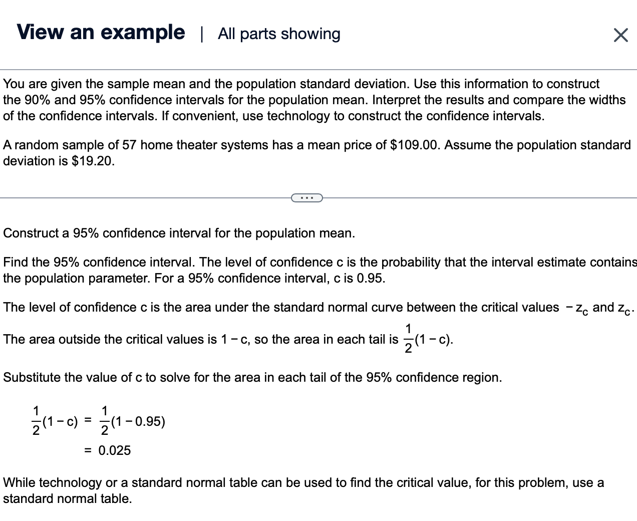 in each tail. 1 1 S(1-) = 2(1-0.90) 0.05 While you can