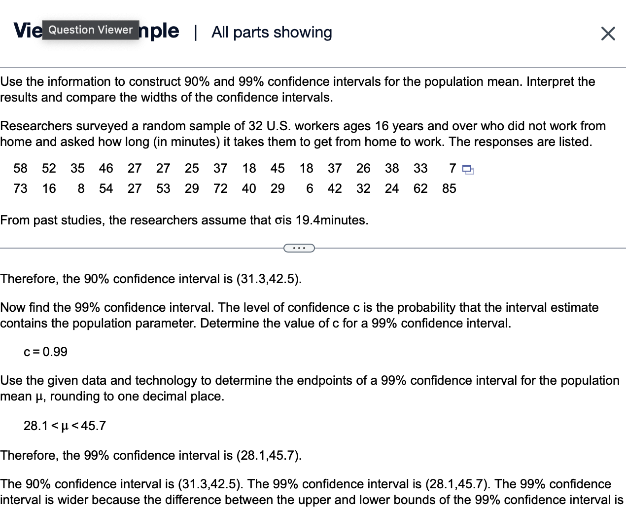 interval for the population mean p. c=0.90, x=17.8,6=12.0,and n=110 - Zc 12.0