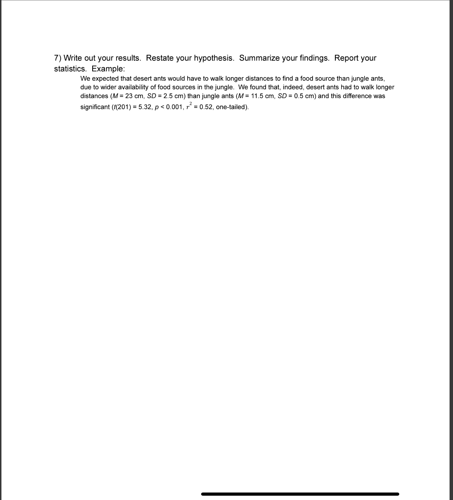 the course of a month. The data collected is listed in the