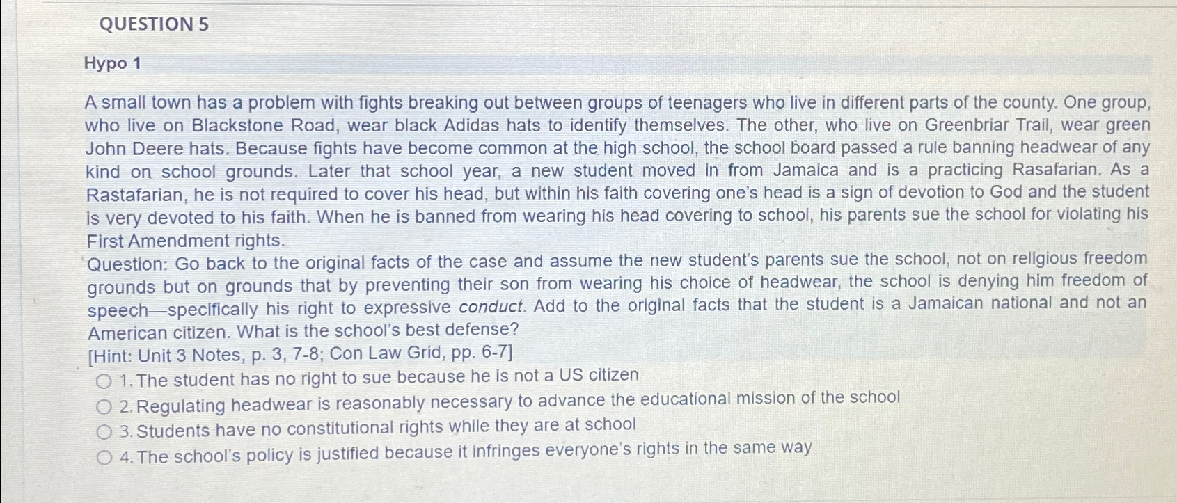  QUESTION 5 1 A small town has a problem with fights