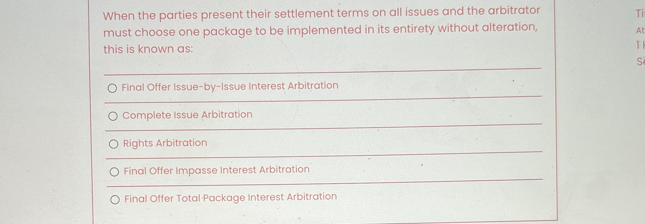  When the parties present their settlement terms on all issues and