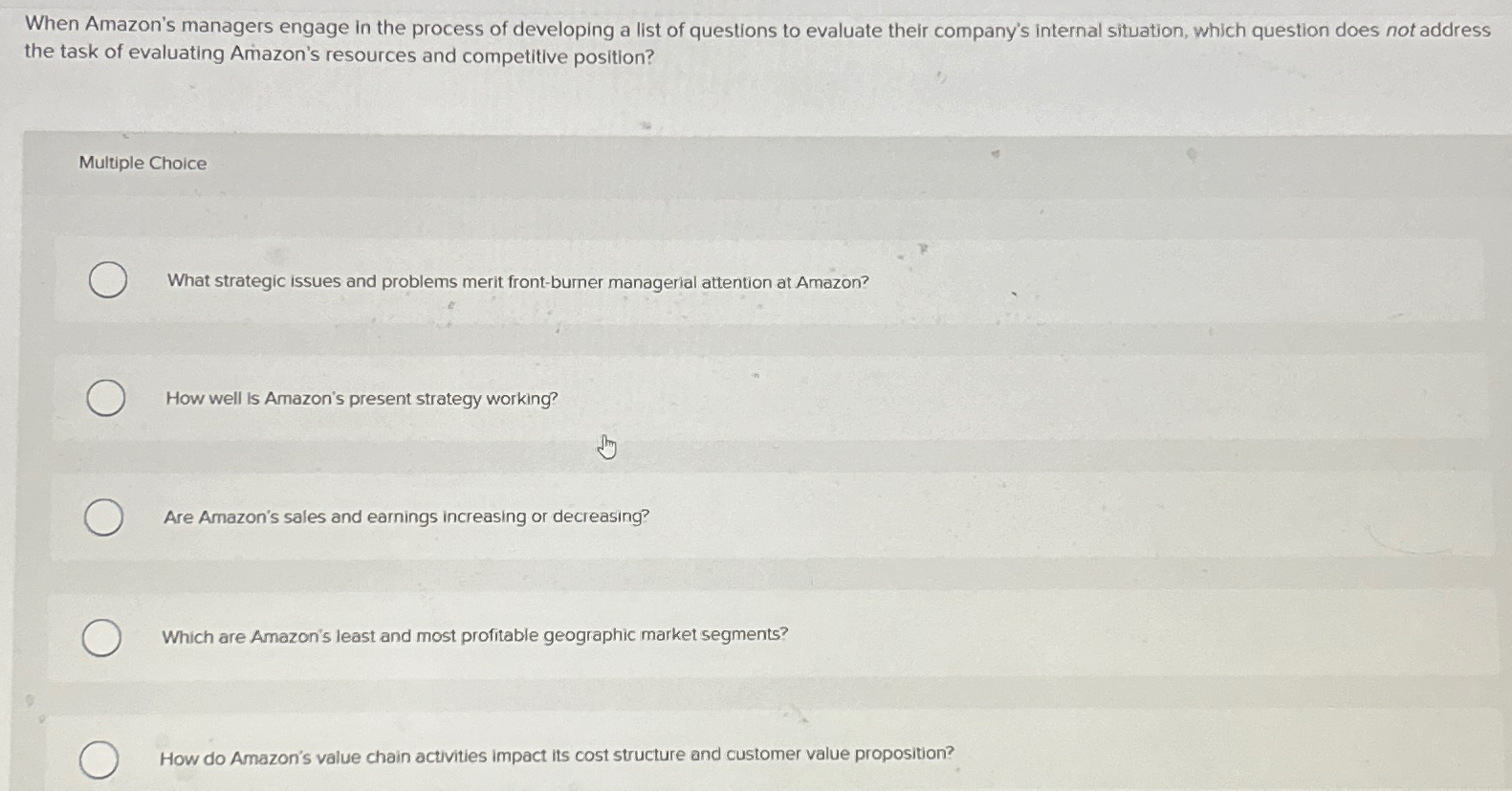  When Amazon's managers engage in the process of developing a list