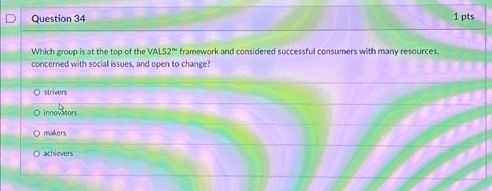  Question 34 1pts Which group is at the top of the