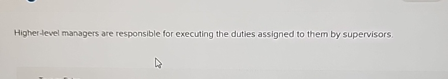  Higher-level managers are responsible for executing the duties assigned to them