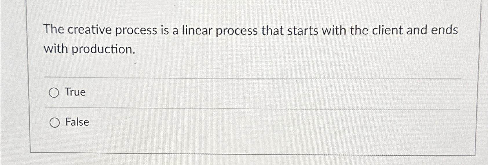  The creative process is a linear process that starts with the