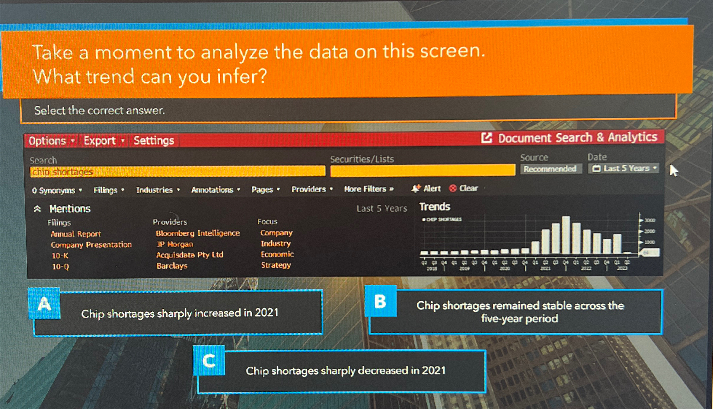  Take a moment to analyze the data on this screen. What