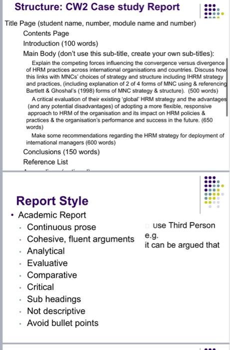  Task (continued) b) Make some recommendations regarding the HRM and talent