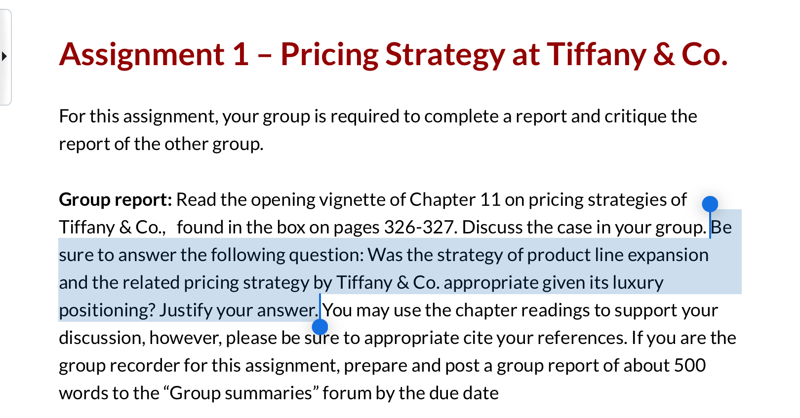  Assignment 1- Pricing Strategy at Tiffany & Co. For this assignment,