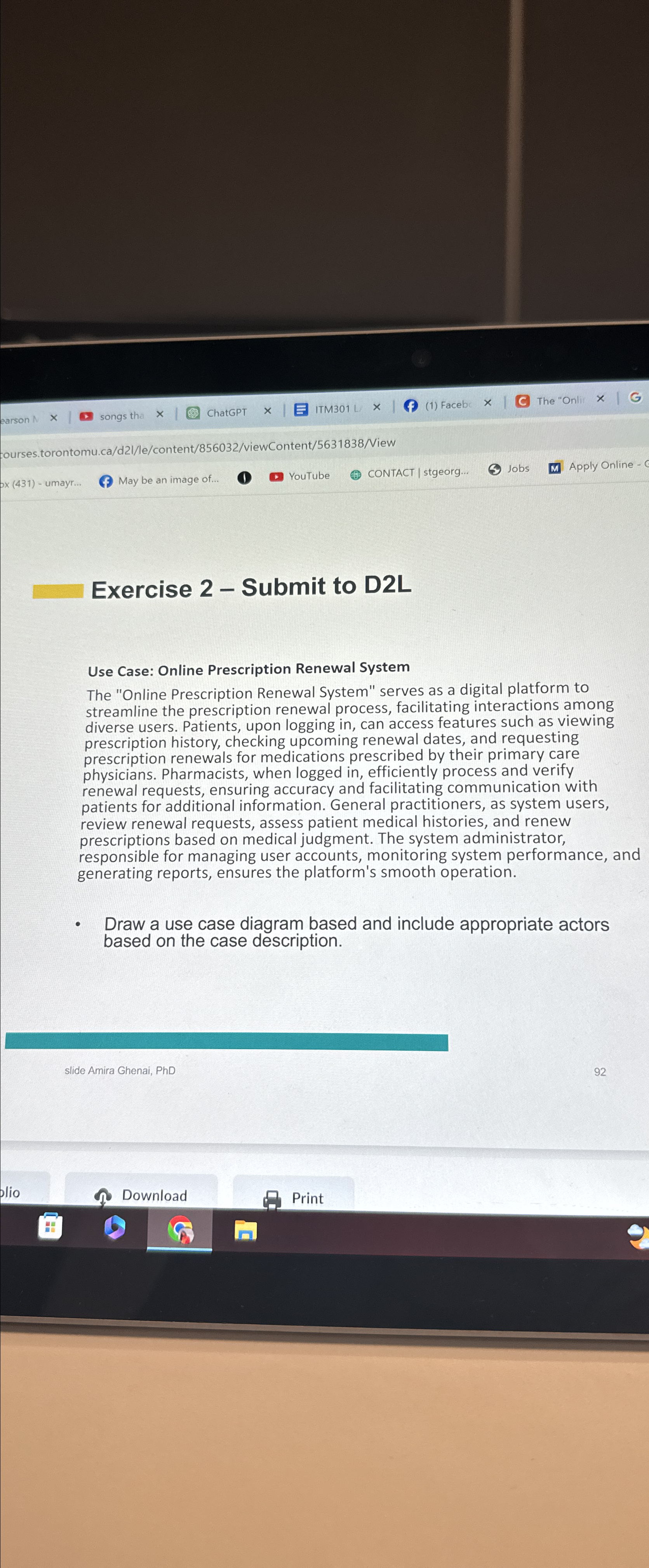  Exercise 2- Submit to D2L Use Case: Online Prescription Renewal System
