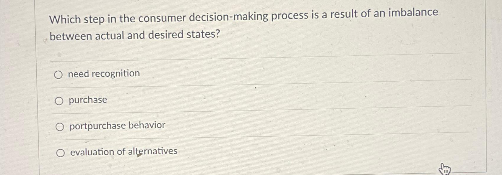  Which step in the consumer decision-making process is a result of