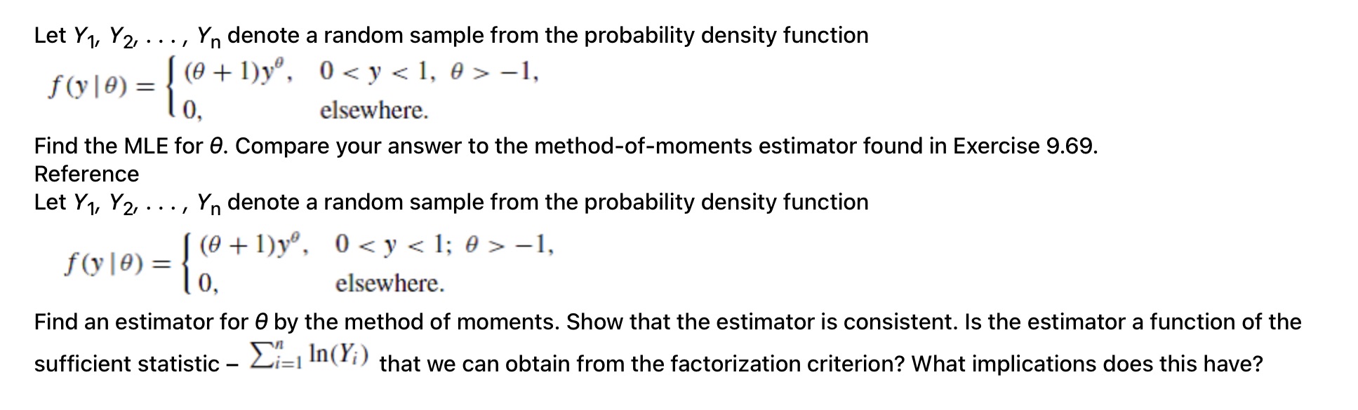 Let Y1, Y2, . . ., Yn denote a random sample