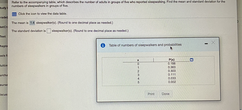 to view the table. Gradet a. Find the probability of getting exactly