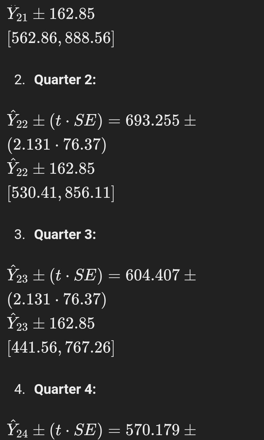 a new table for 2010 Year Quarter 1 a1 02 03 Predicted