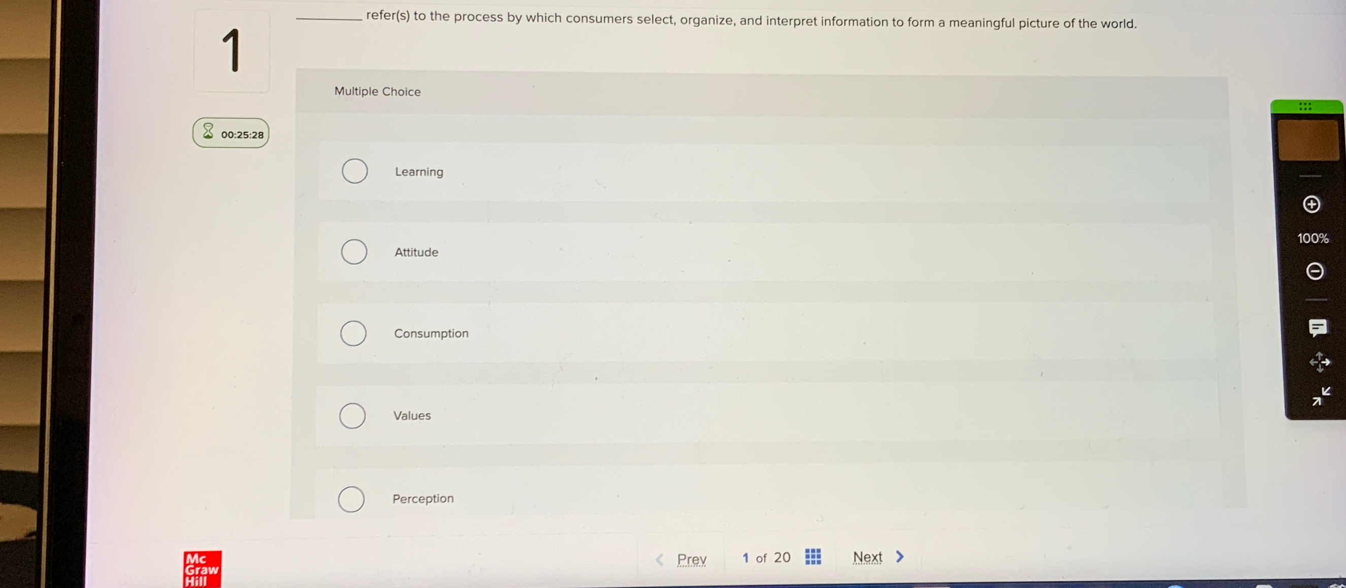  1 refer(s) to the process by which consumers select, organize, and