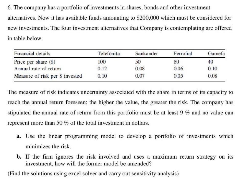  Each variable and solution must be clearly indicated on the excel
