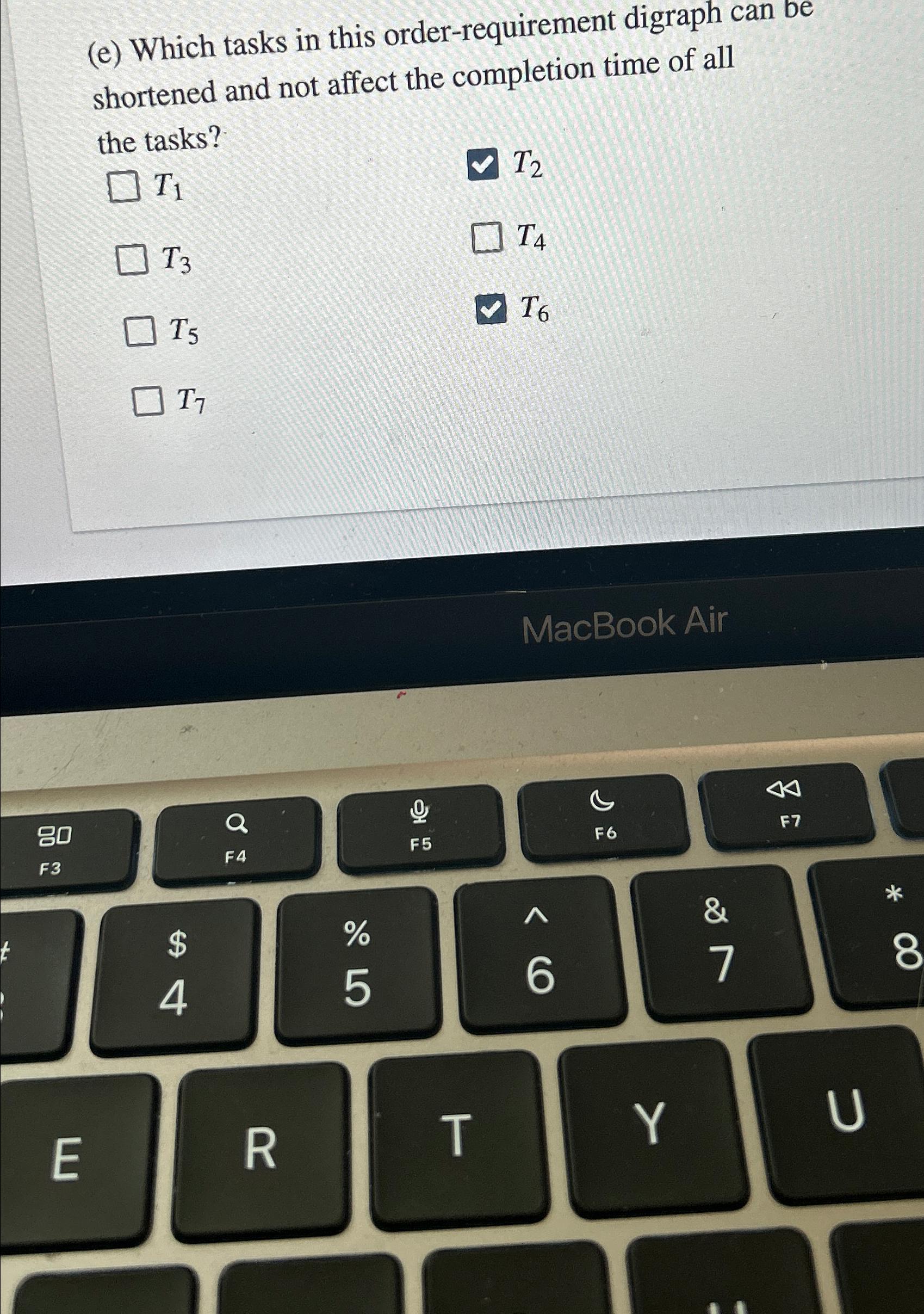  (e) Which tasks in this order-requirement digraph can be shortened and