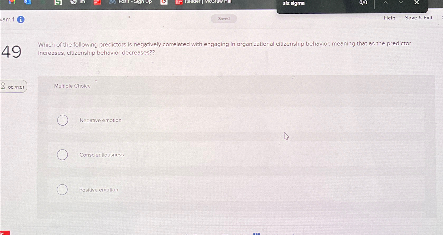  six sigma 00 kam1(i) Saved Help Save & Exit 49 Which