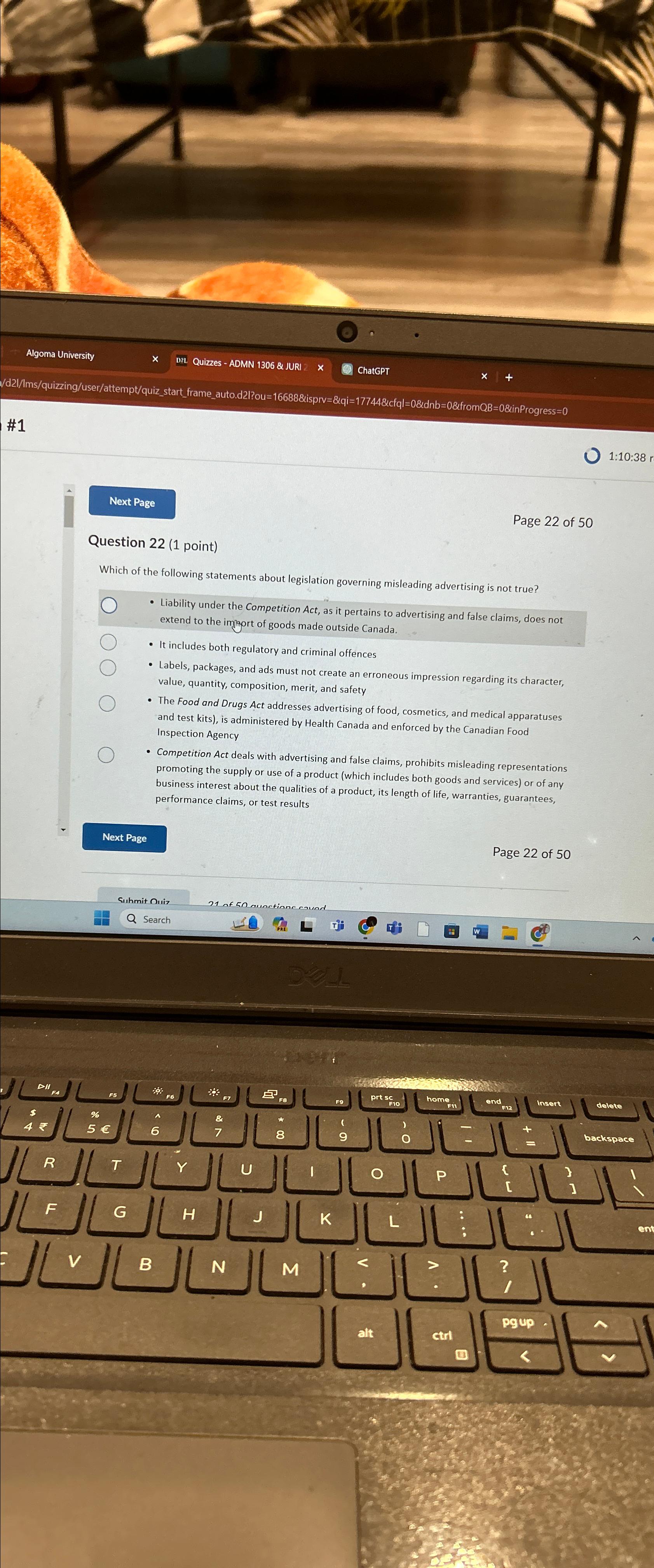  #1 1:10:38 Page 22 of 50 Question 22(1 point) Which of