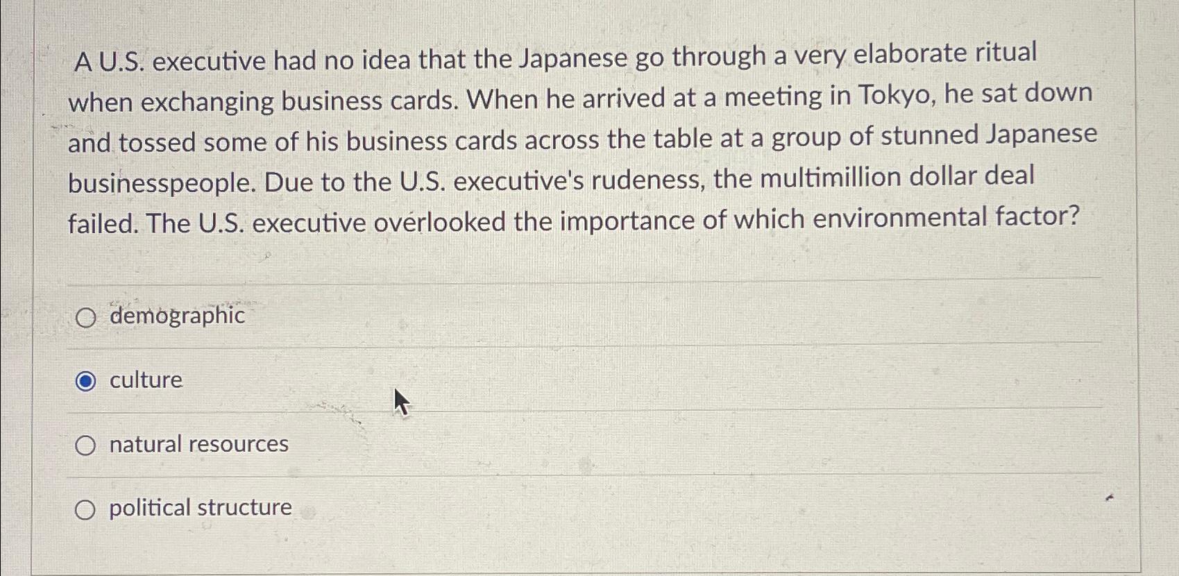  A U.S. executive had no idea that the Japanese go through