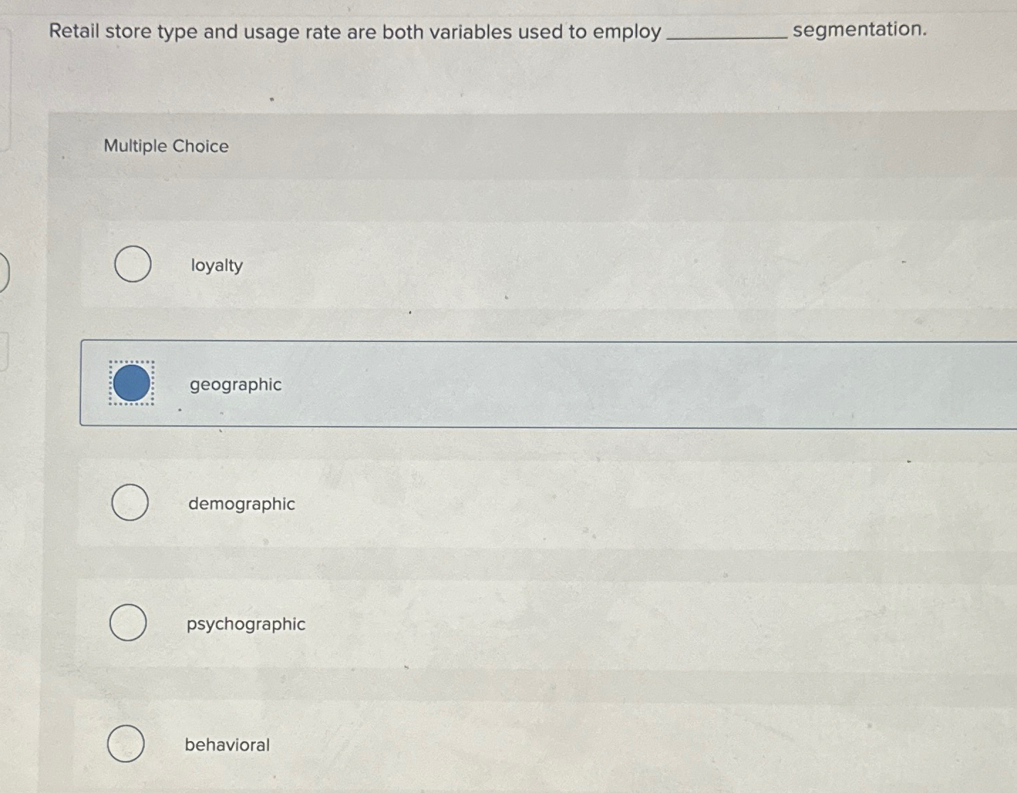  Retail store type and usage rate are both variables used to