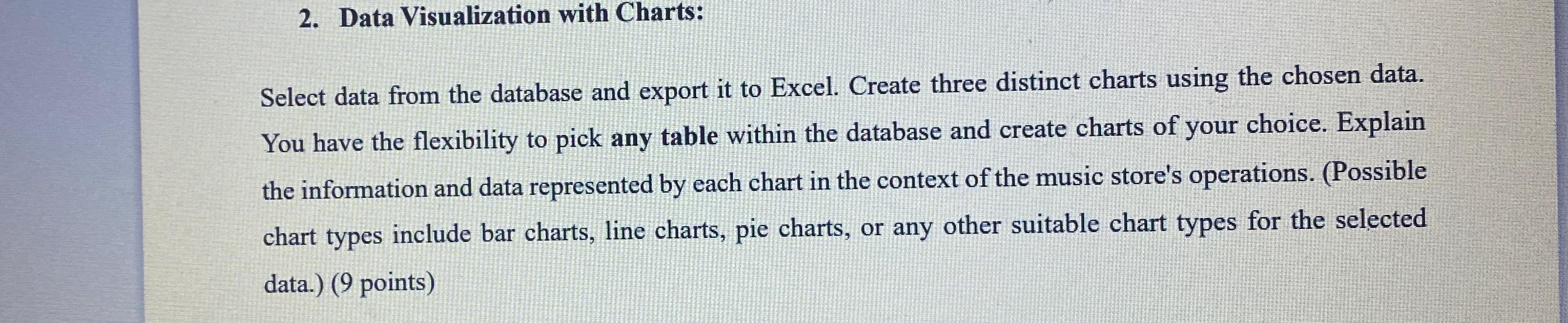  Data Visualization with Charts: Select data from the database and export